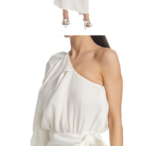 PIECE OF WHITE Galilea One-Shoulder Linen Midi Dress - Picture 5 of 15